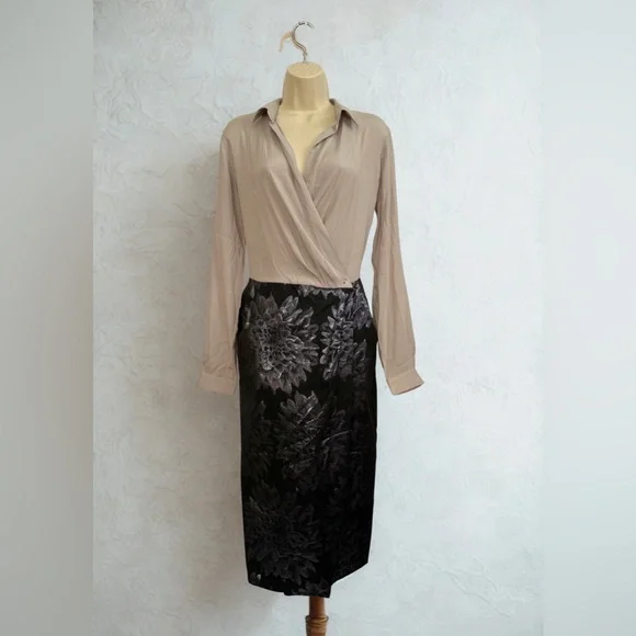 Sara Roka Chic Beige, Black $ Silver Floral Pencil Dress - Picture 5 of 12